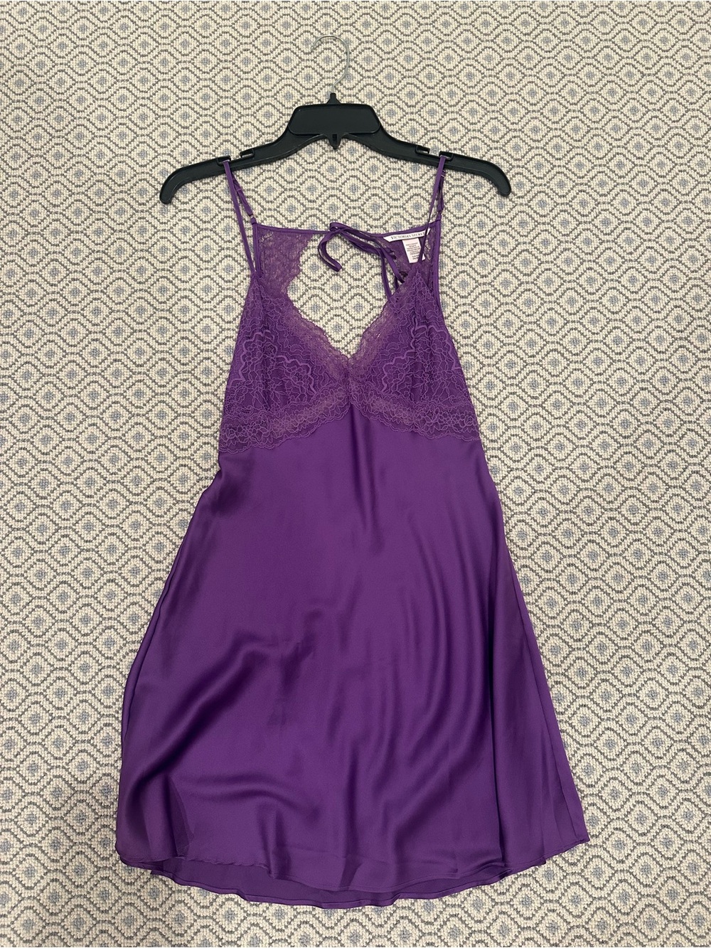 Women's Victoria Secret Purple Lace-Trim Satin Chemise